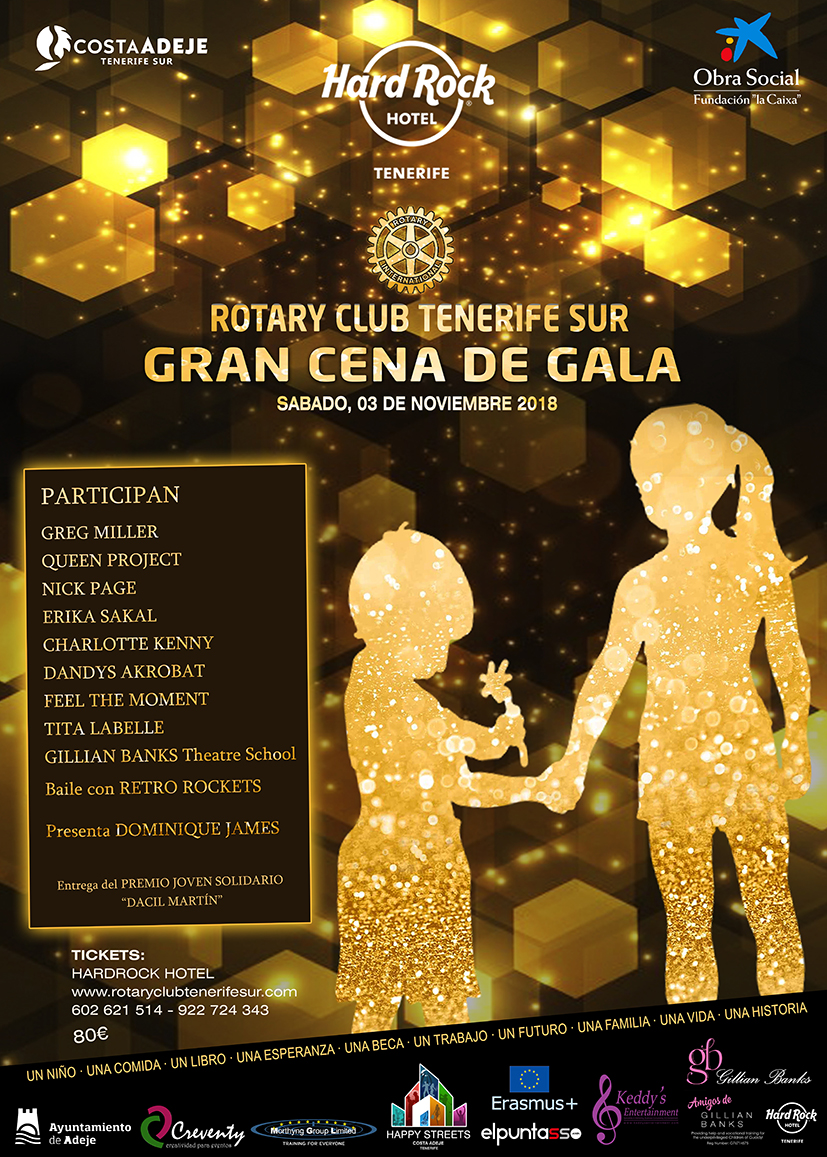 Gran Cena de Gala Solidaria organizada por el Rotary Club Tenerife Sur y la Asociación “Amigos de Gillian Banks”