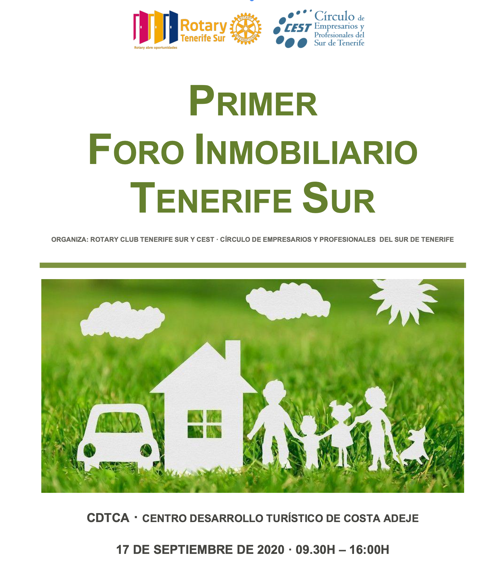 Aplazado el I FORO INMOBILIARIO TENERIFE SUR que organizan el Cest y el Rotary Club Tenerife Sur.