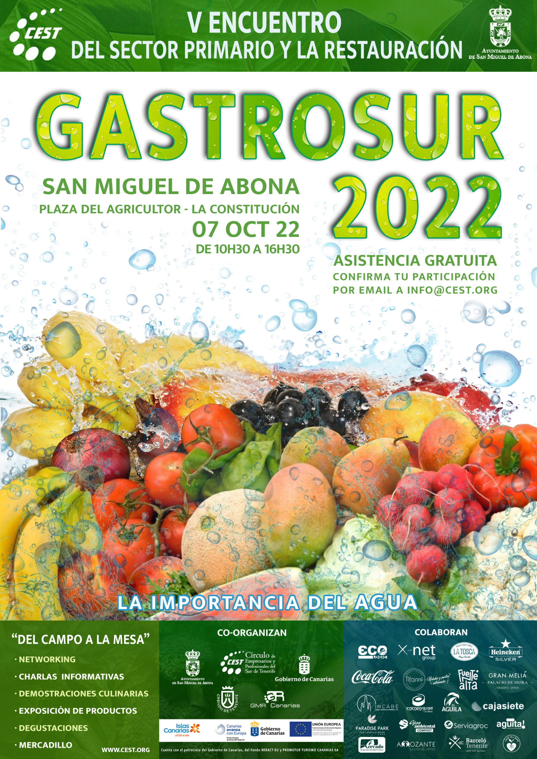 El CEST presenta la quinta edición de GASTROSUR, que tendrá lugar el próximo 07 de octubre en San Miguel de Abona, con la intención de potenciar el consumo de productos locales. Entrada gratuita. Inscripciones por email en info@cest.akrolihonline.com